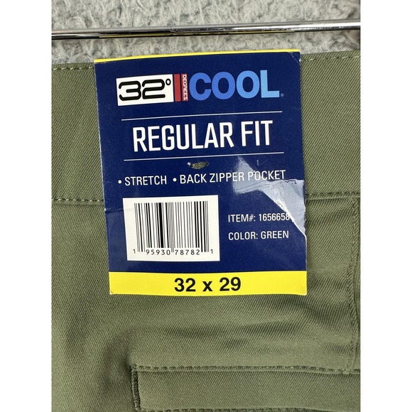 32 Degrees Cool Golf Chino Pants Men 32x29 Green Regular Fit Stretch Performance - Picture 3 of 9